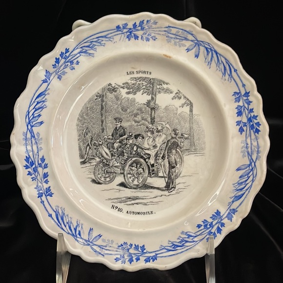 Antique Creil Et Montereau Terre de Fer France “LES SPORTS” Set Of 12 Plates - Picture 11 of 14